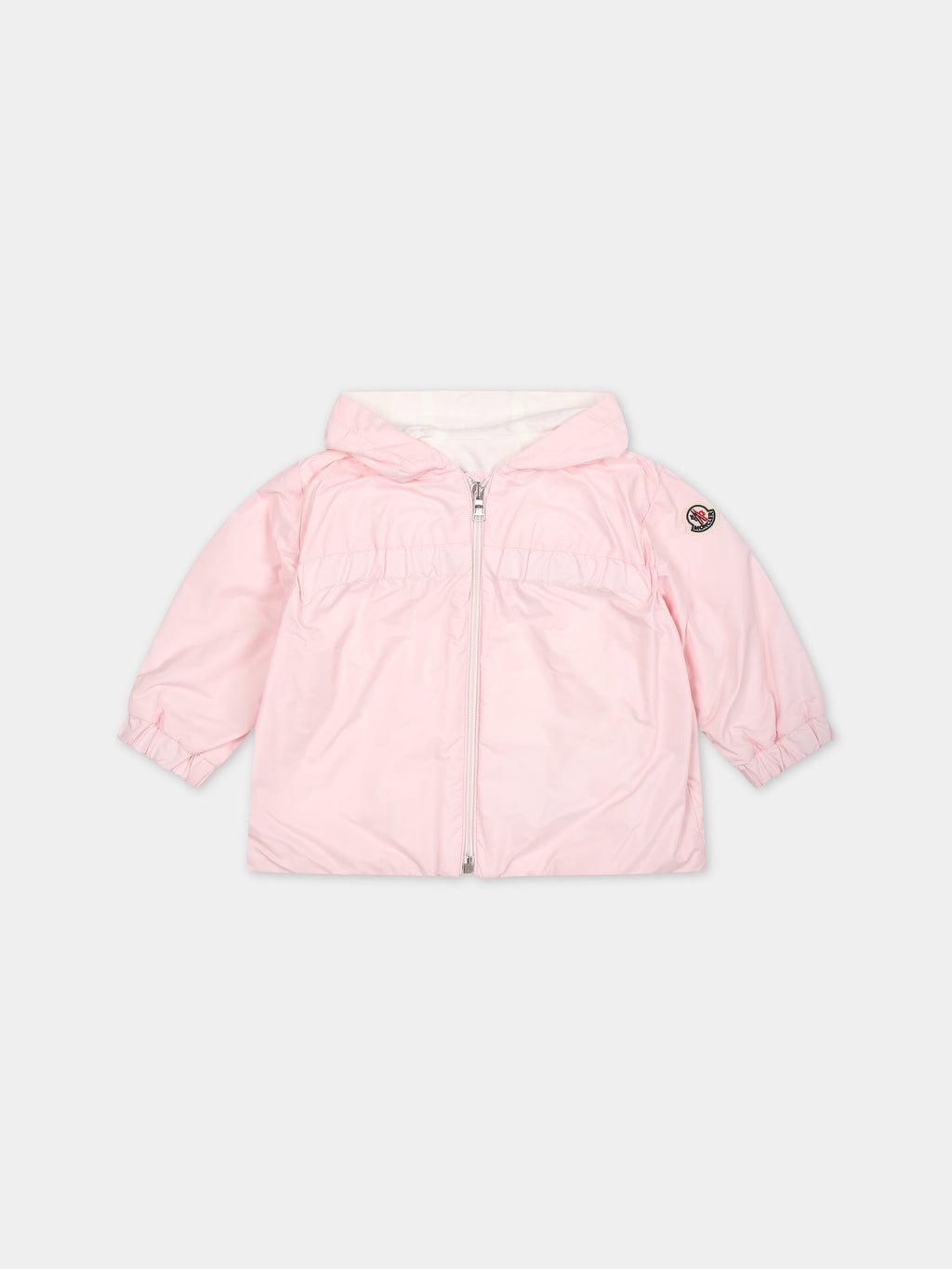 Giacca a vento Raka rosa per neonata con logo